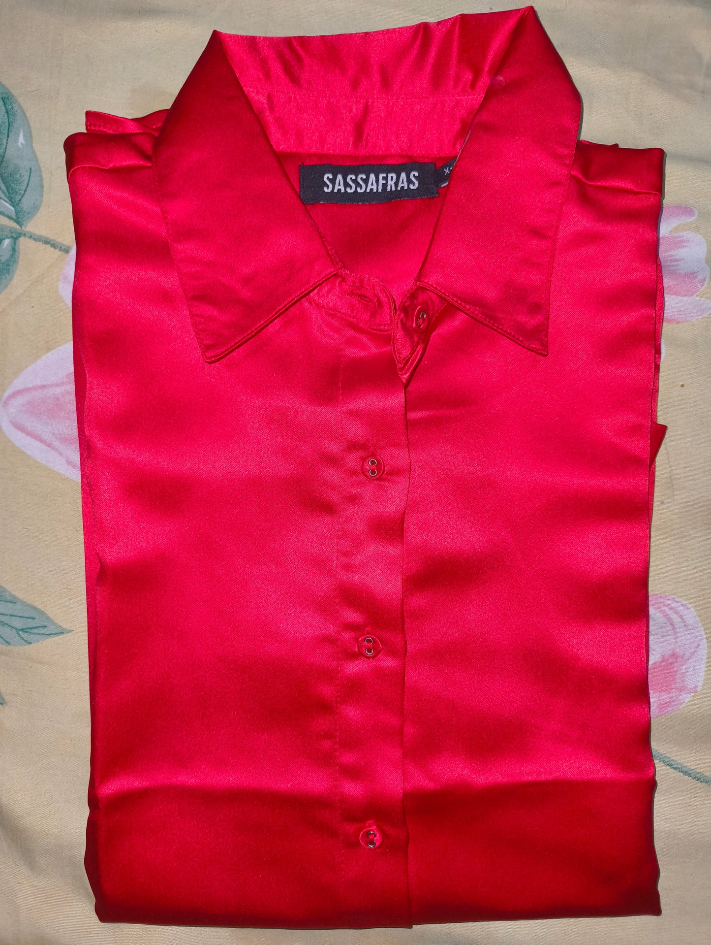 Women Red Satin Oversized Shirt